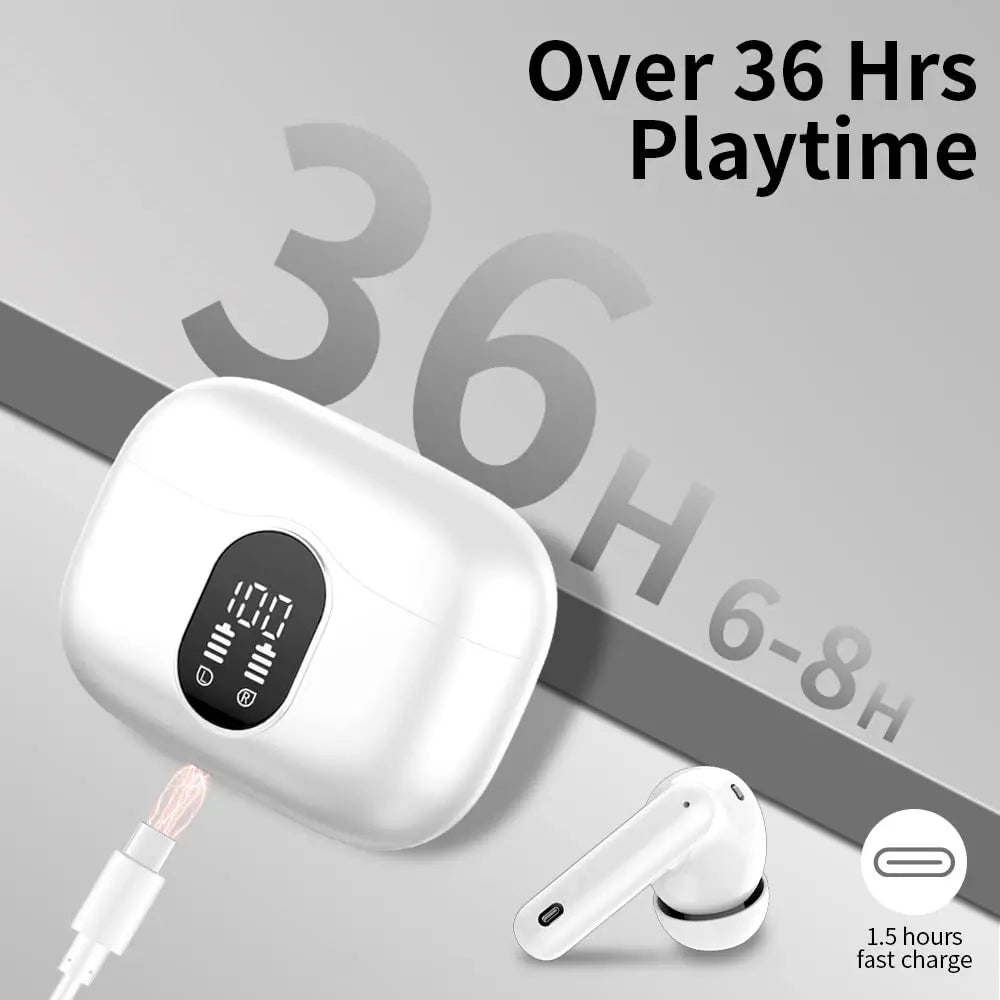 Wireless Bluetooth Earbuds with Long Playtime and LED Display