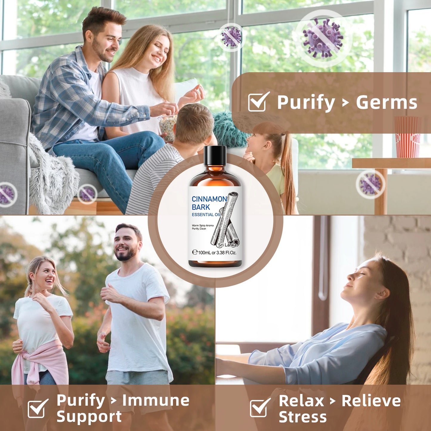 100ML Pure Cinnamon Bark Essential Oil for Relaxation and Wellness
