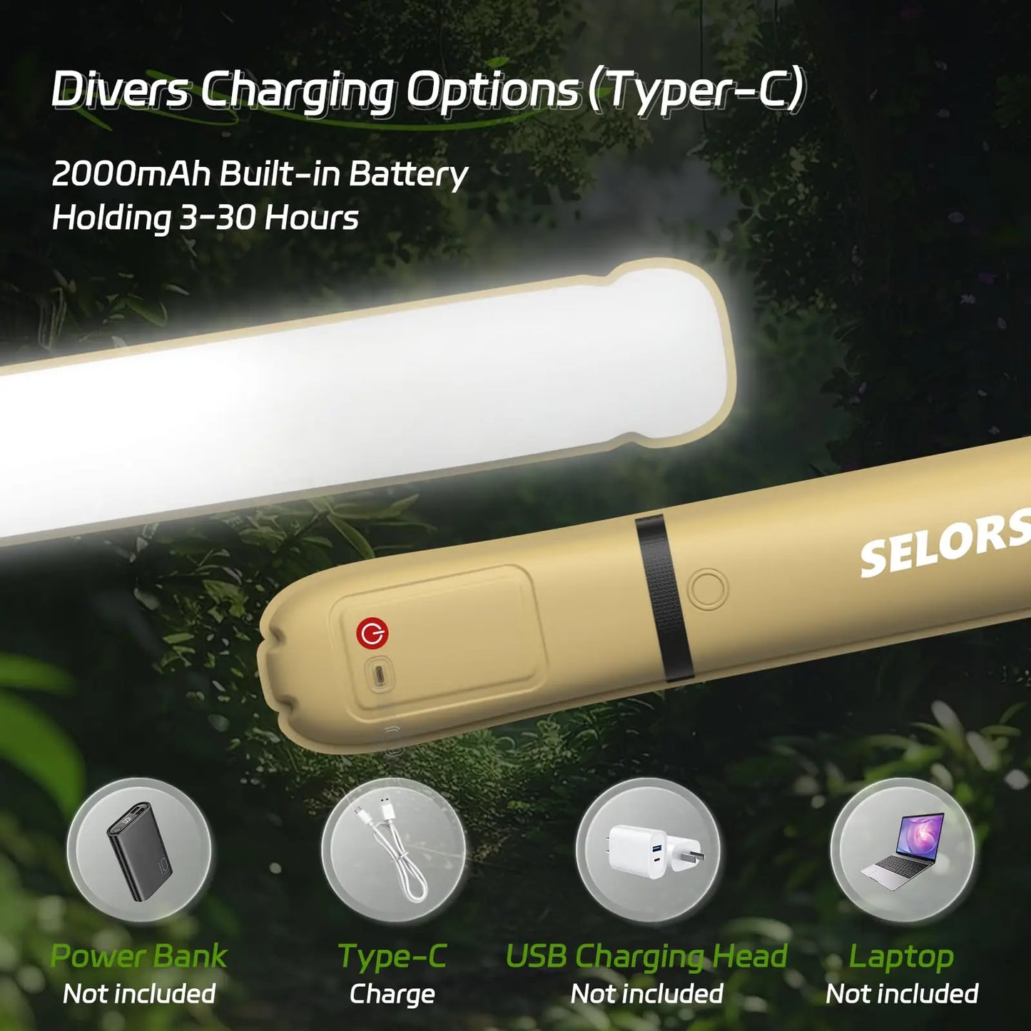 Rechargeable Portable Waterproof Camping Spotlight Lamp for Outdoors