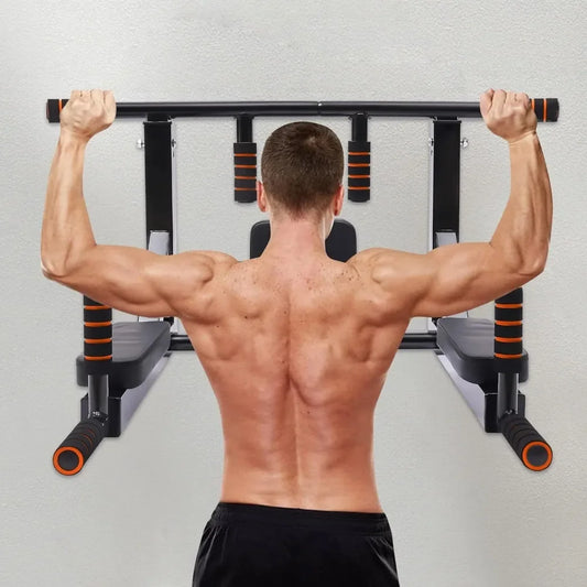Multi-Grip Wall Mount Pull-Up Bar Dip Station Home Fitness Equipment