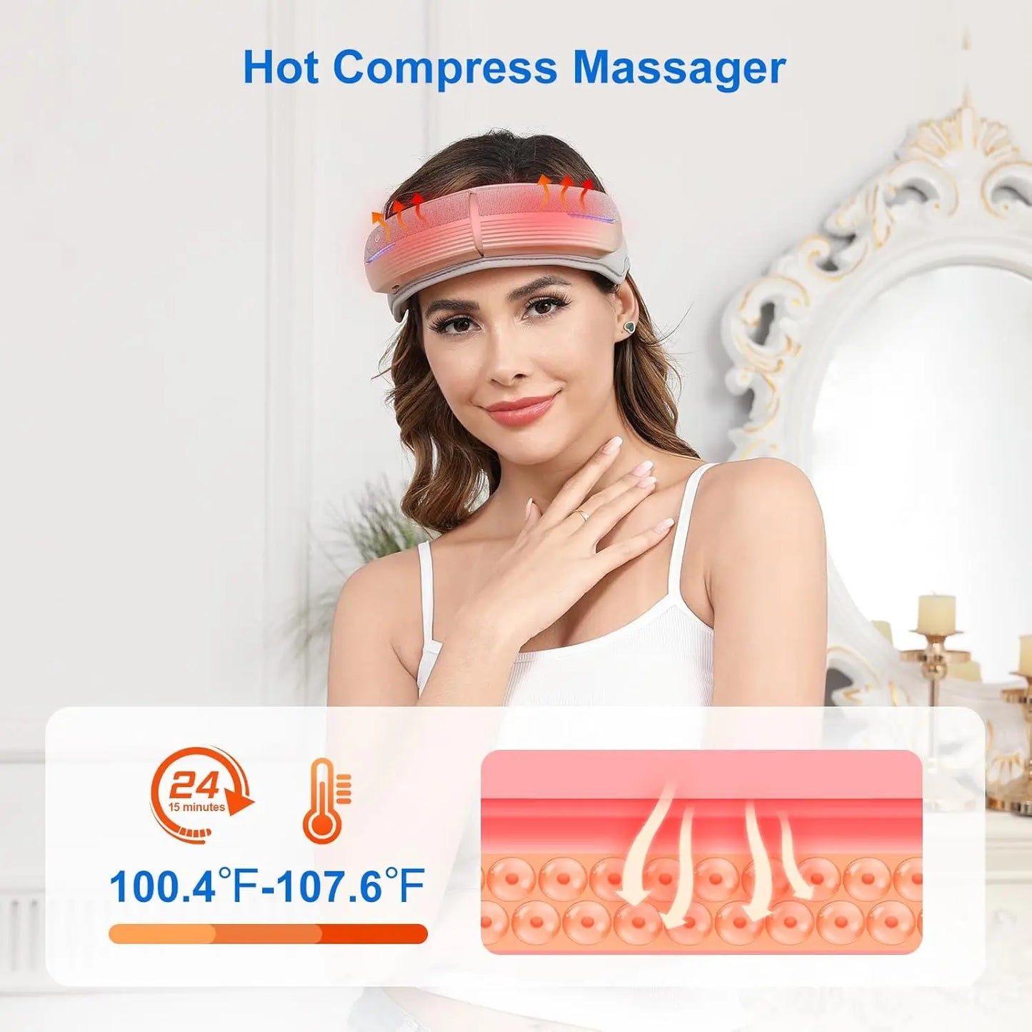 Portable Electric Head Massager with Heat and Bluetooth Connectivity