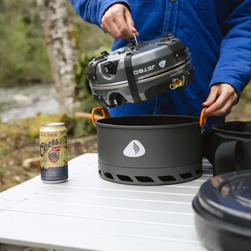 Portable Dual-Burner Camping Stove with Cookware for Outdoor Adventures