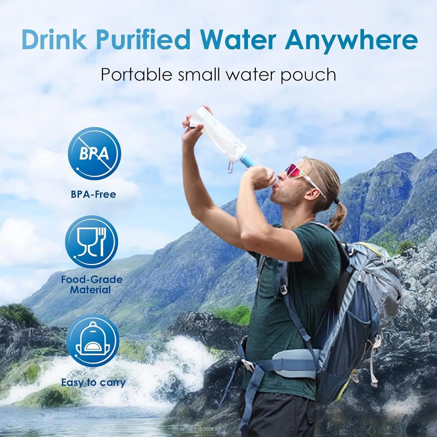 Gravity Water Filter Straw for Safe Camping Water Purification