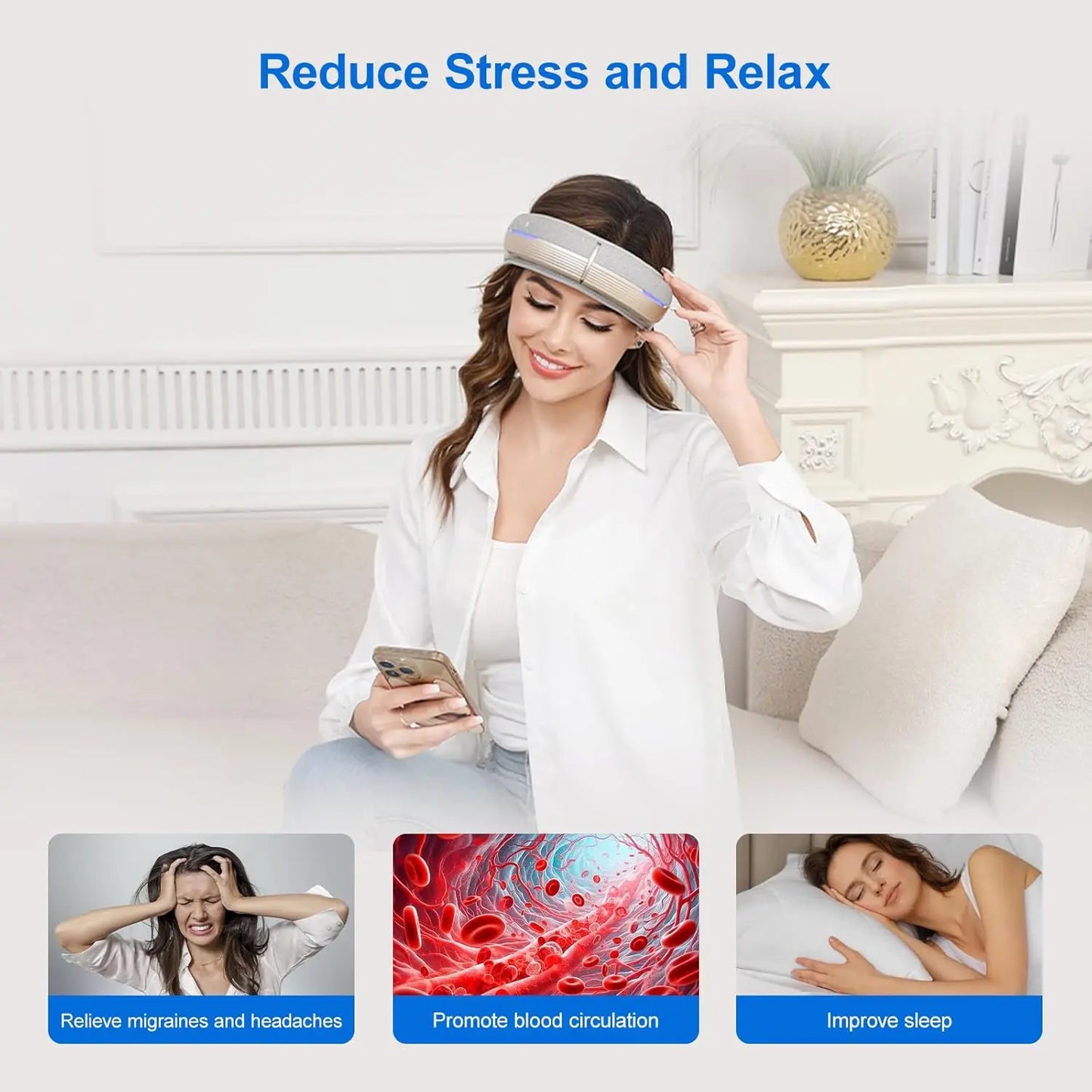 Portable Electric Head Massager with Heat and Bluetooth Connectivity