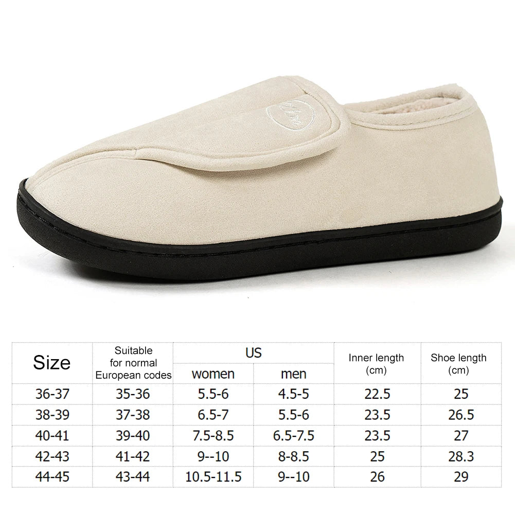 Men's Slippers, Suede Leathe, Non-Slip, Indoor/Outdoor, for Diabetic Swollen Feet