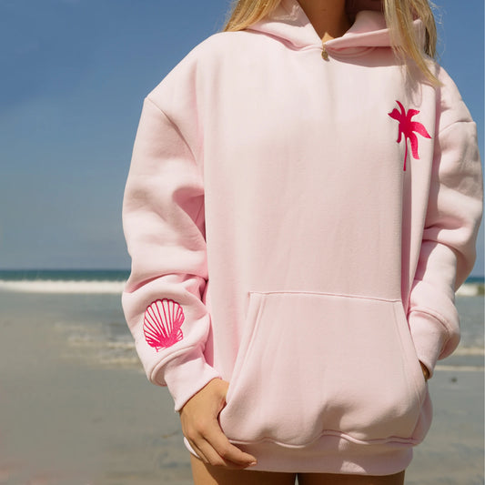 Preppy Embroidery Hibiscus Print Hoodies for Teen Girls
