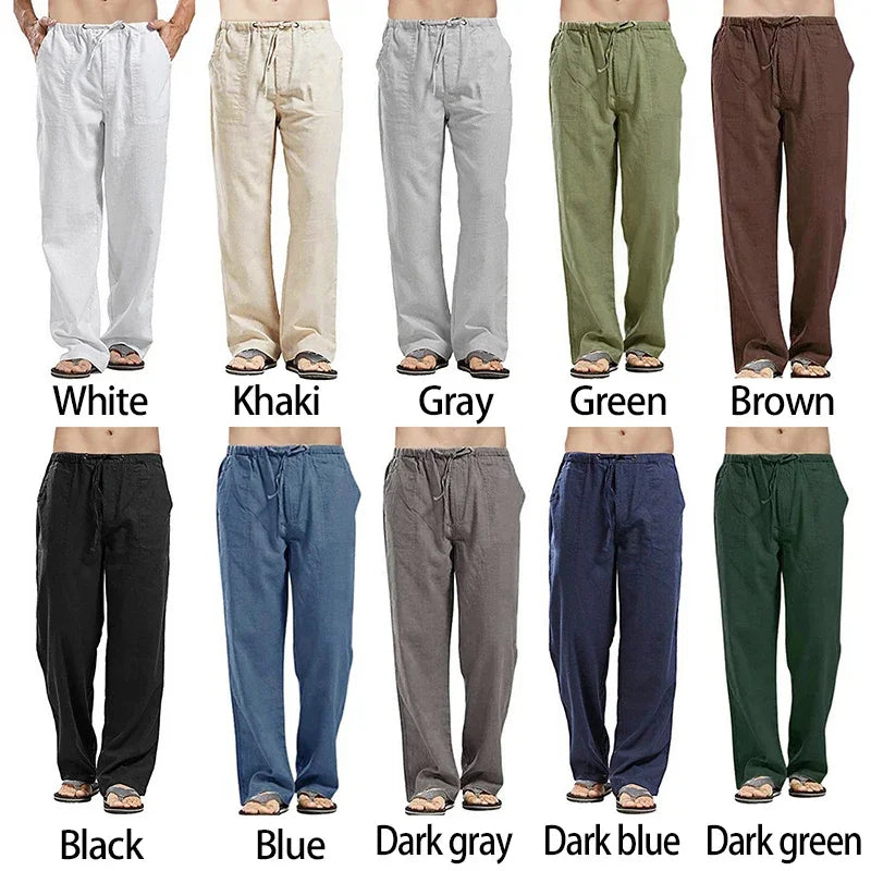 Linen Wide Leg Men Pants, Oversize