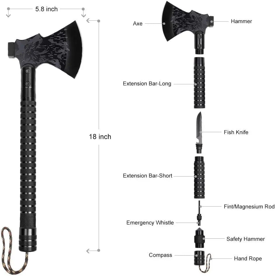 Folding Survival Axe with Hammer and Sheath for Camping
