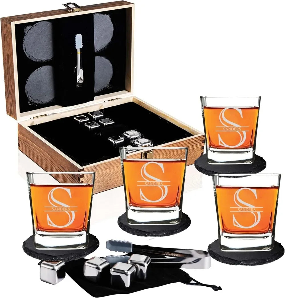 Whiskey Glasses in Premium Gift Box, Personalized Engraving