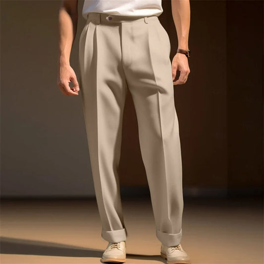 Men's Classic Flat Front Dress Pants for Business Casual Wear