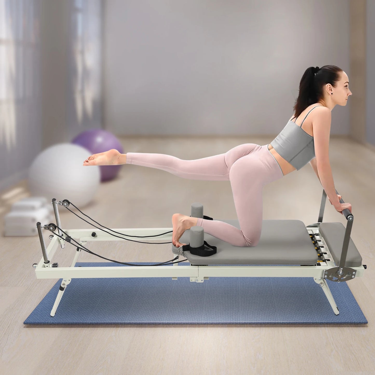 Foldable Pilates Reformer Machine For Home Gym Workout
