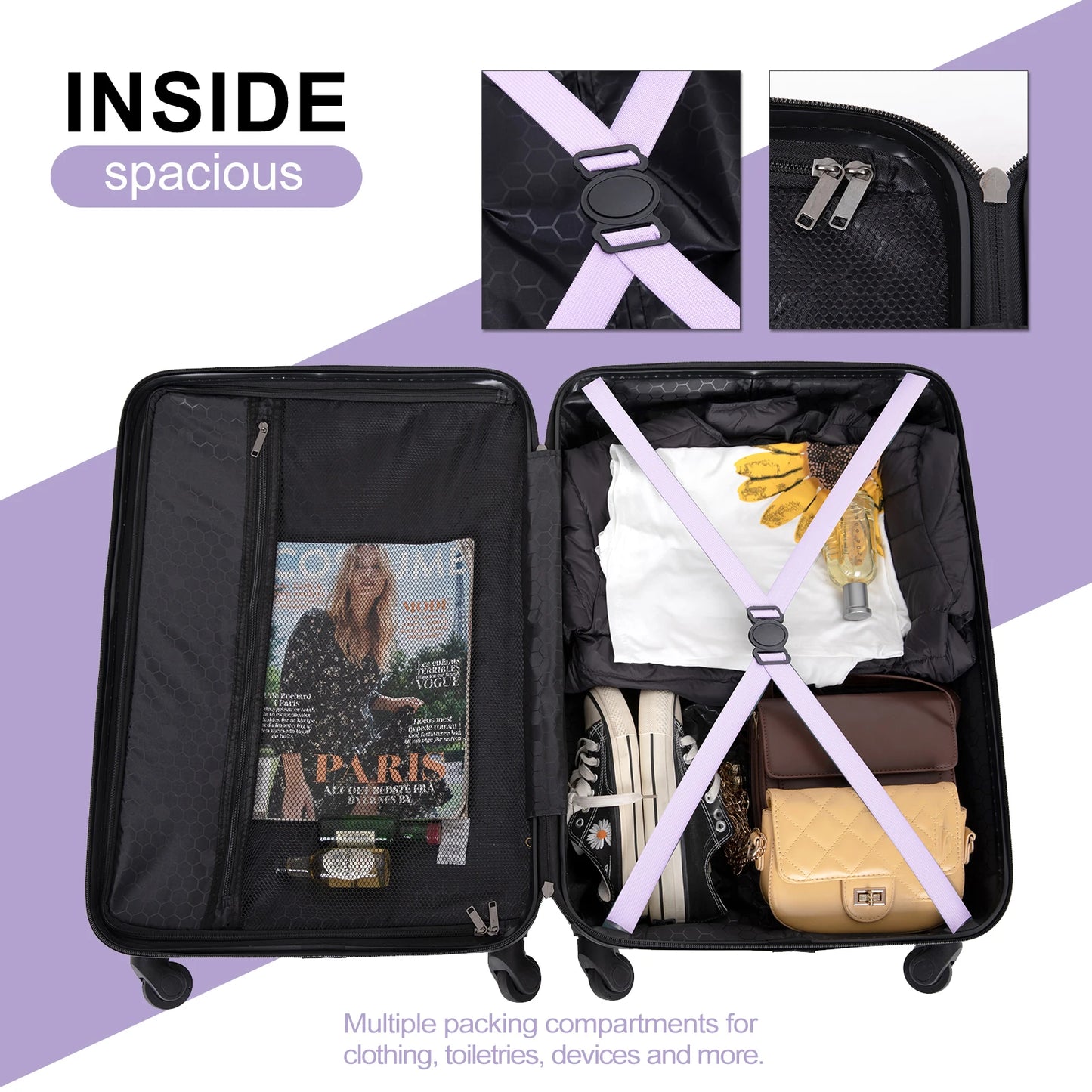 Lightweight 3 Piece Hardside Luggage Set with TSA Lock