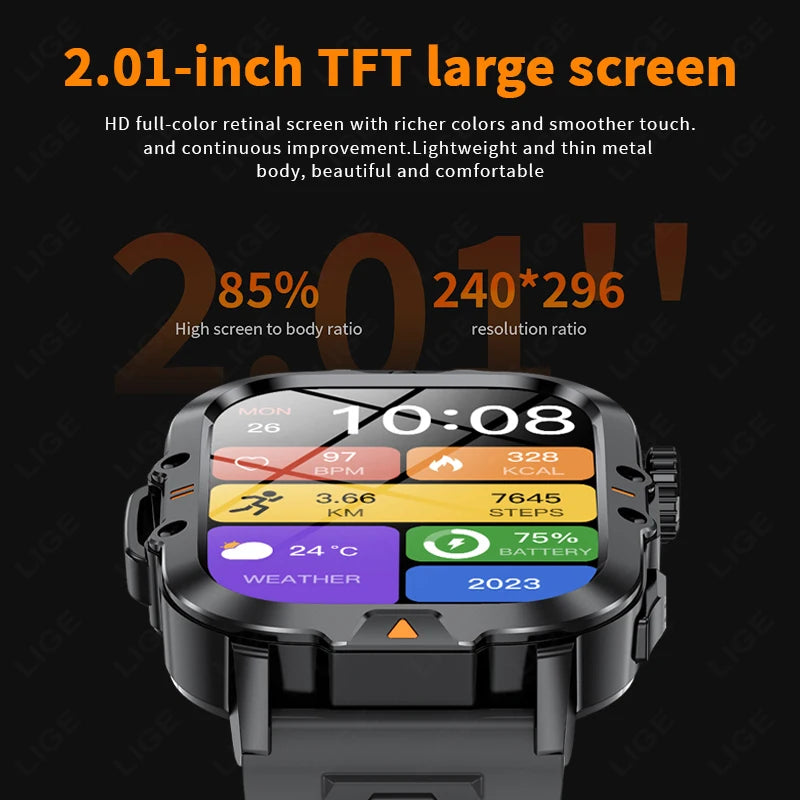 Men Smart Watch With HD Screen And Flashlight