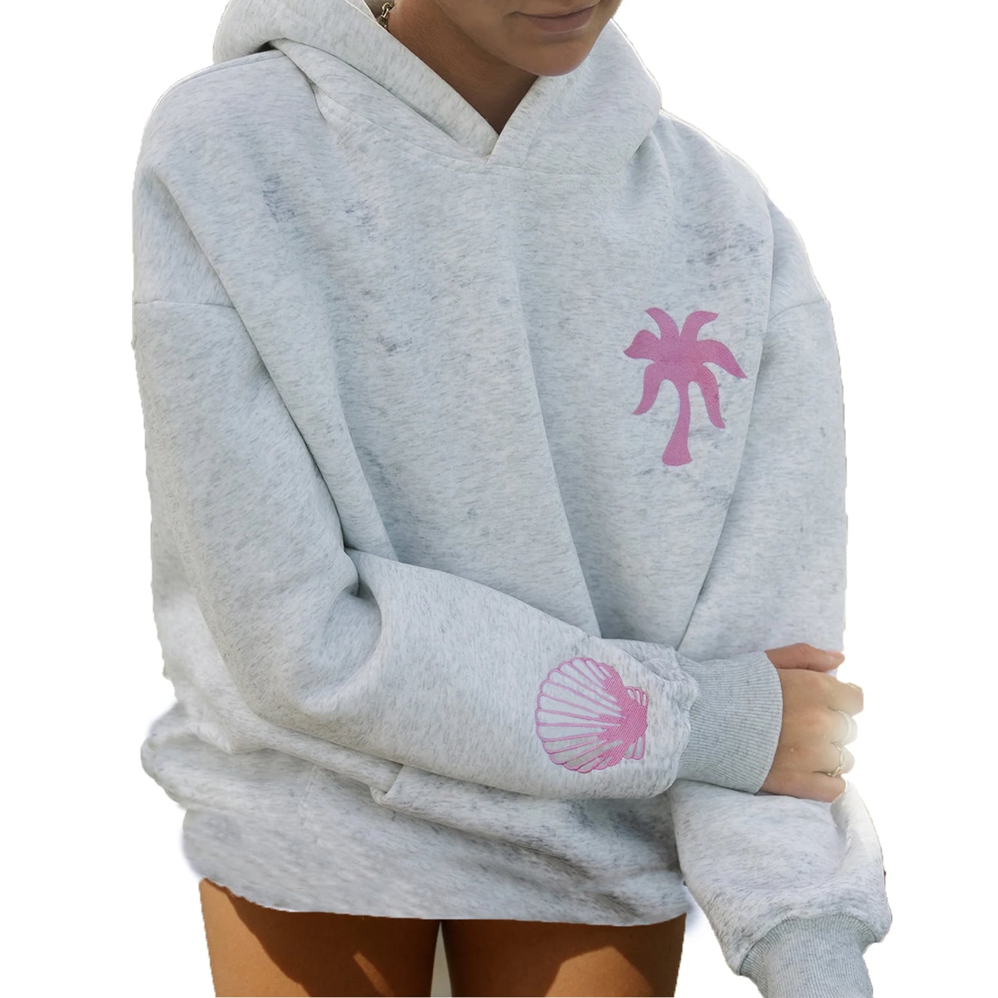 Preppy Embroidery Hibiscus Print Hoodies for Teen Girls