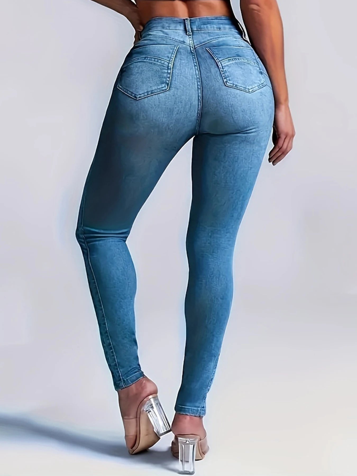 Women High Stretch Slim Jeans With Hip Lift Design