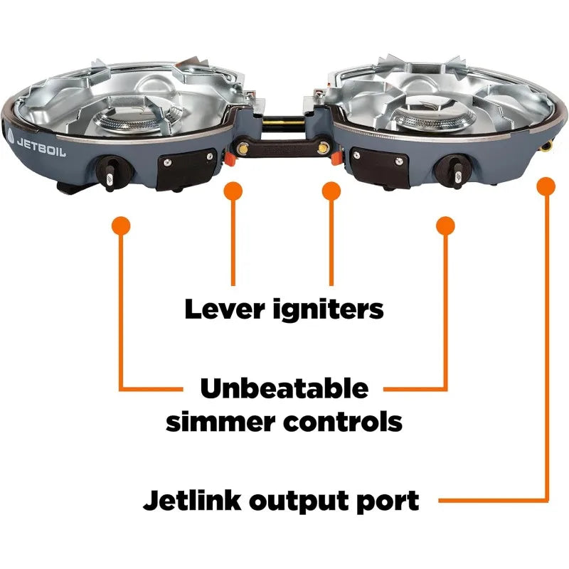 Portable Dual-Burner Camping Stove with Cookware for Outdoor Adventures