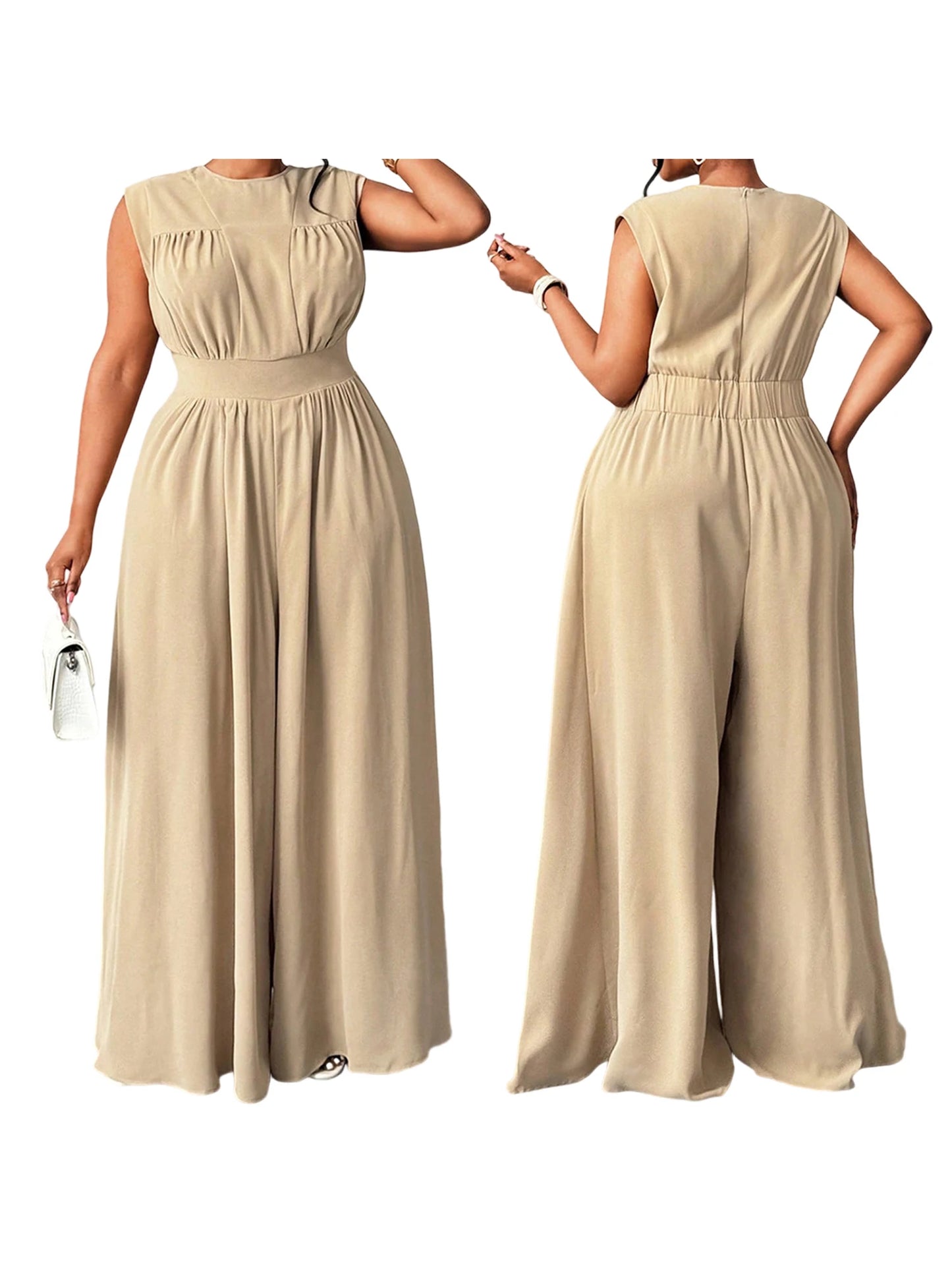 Floral Print Plus Size Jumpsuit with Pockets for Women