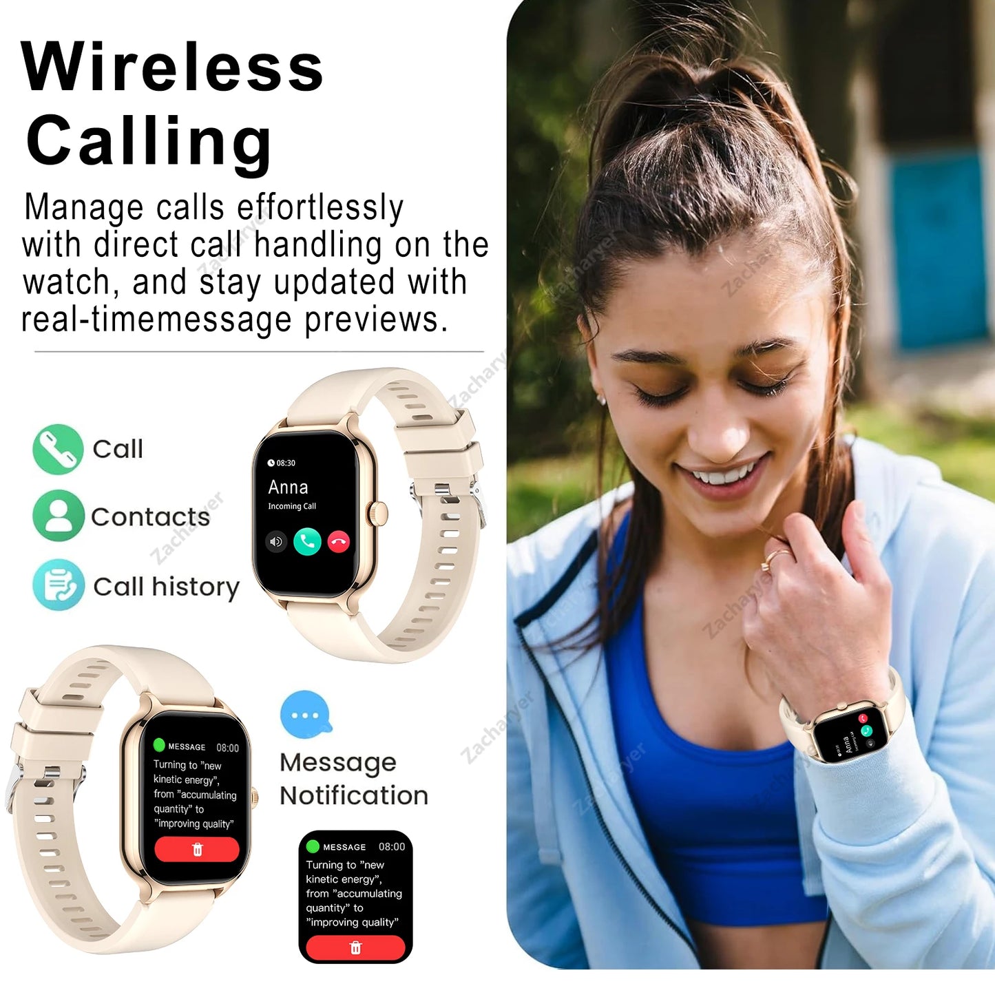 Smart Sports Watch with Touch Screen and Call Functionality