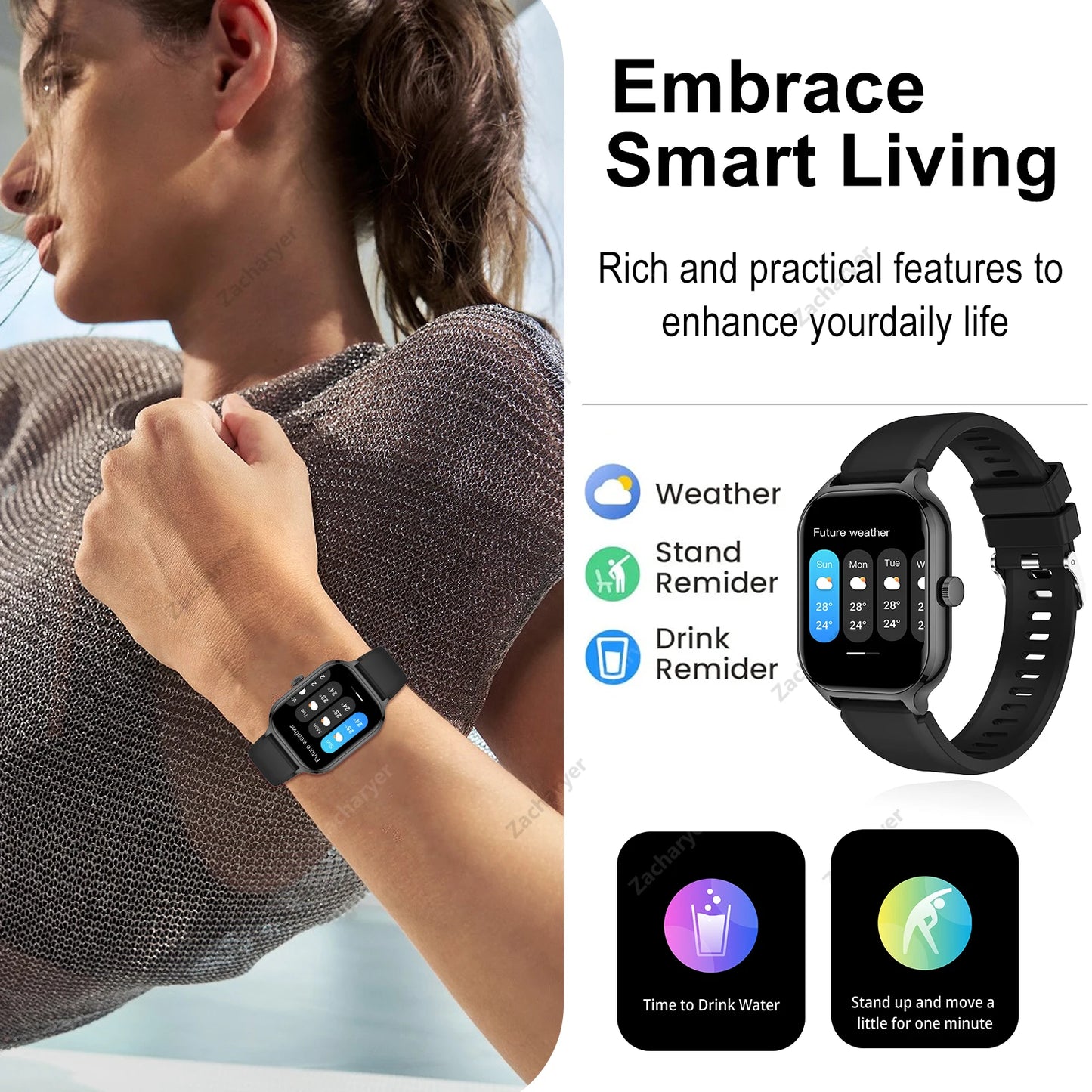 Smart Sports Watch with Touch Screen and Call Functionality