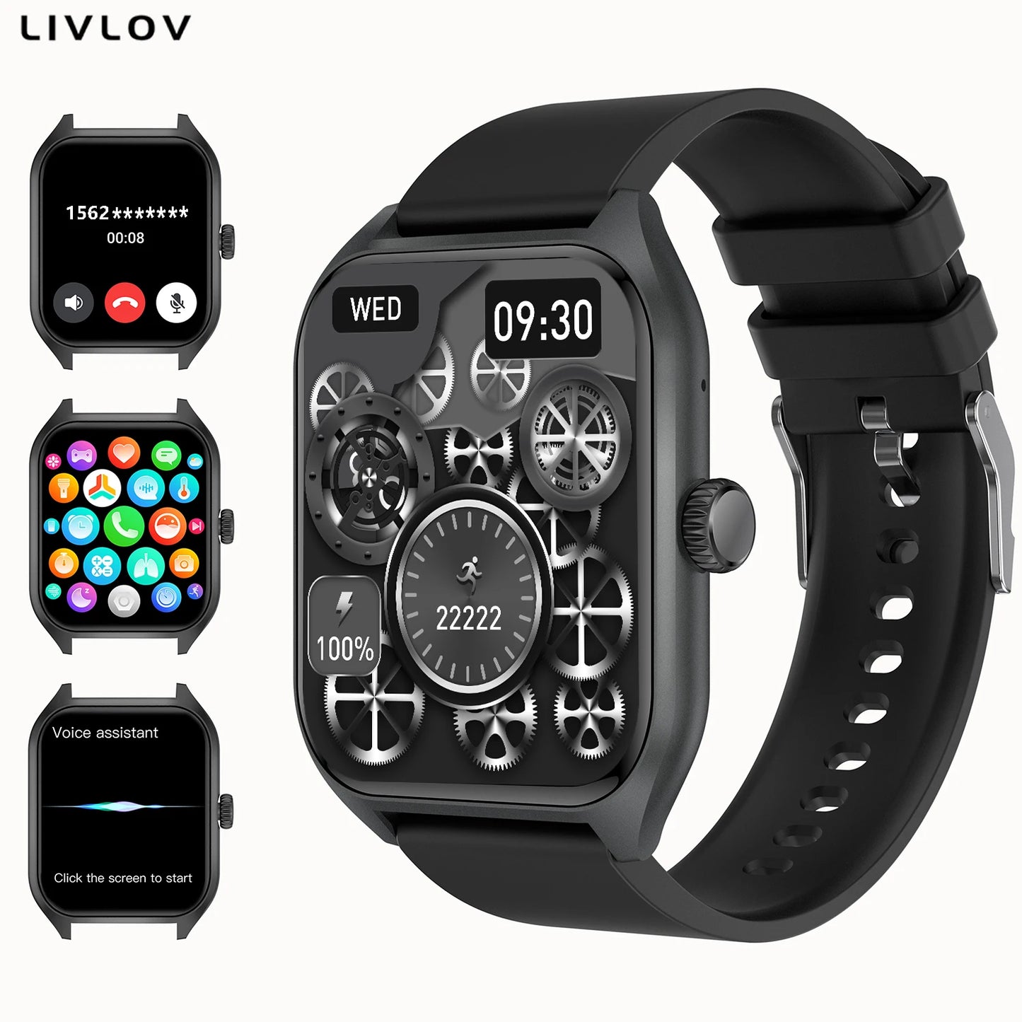 AI Voice Assistant Smart Watch for Men Women 1.96 Inch HD Screen Activity Trackers