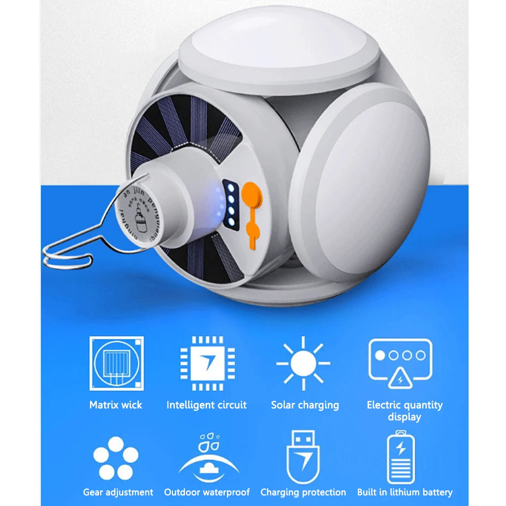 Solar Camping Lantern 500LM USB Rechargeable Portable Light