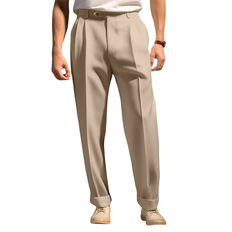 Men's Classic Flat Front Dress Pants for Business Casual Wear