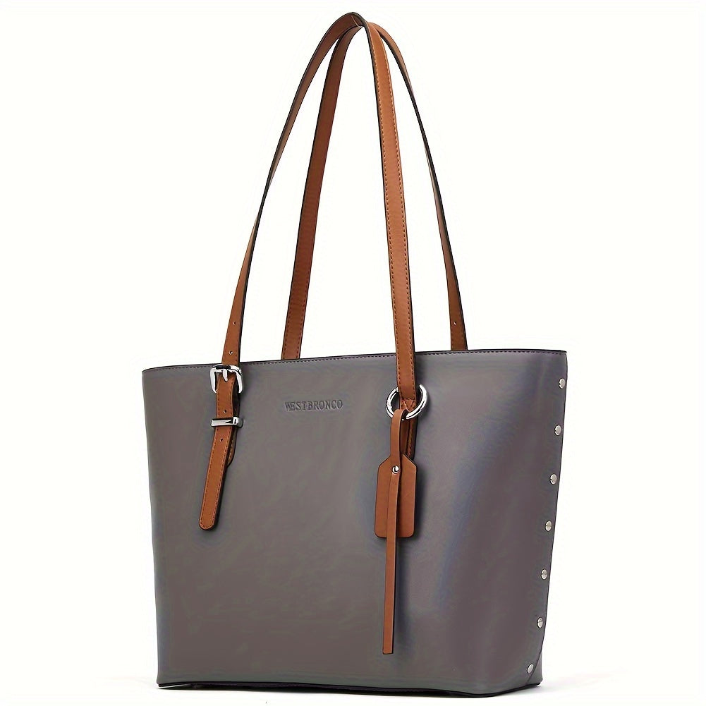 Large Vegan Leather Tote Shoulder Bag