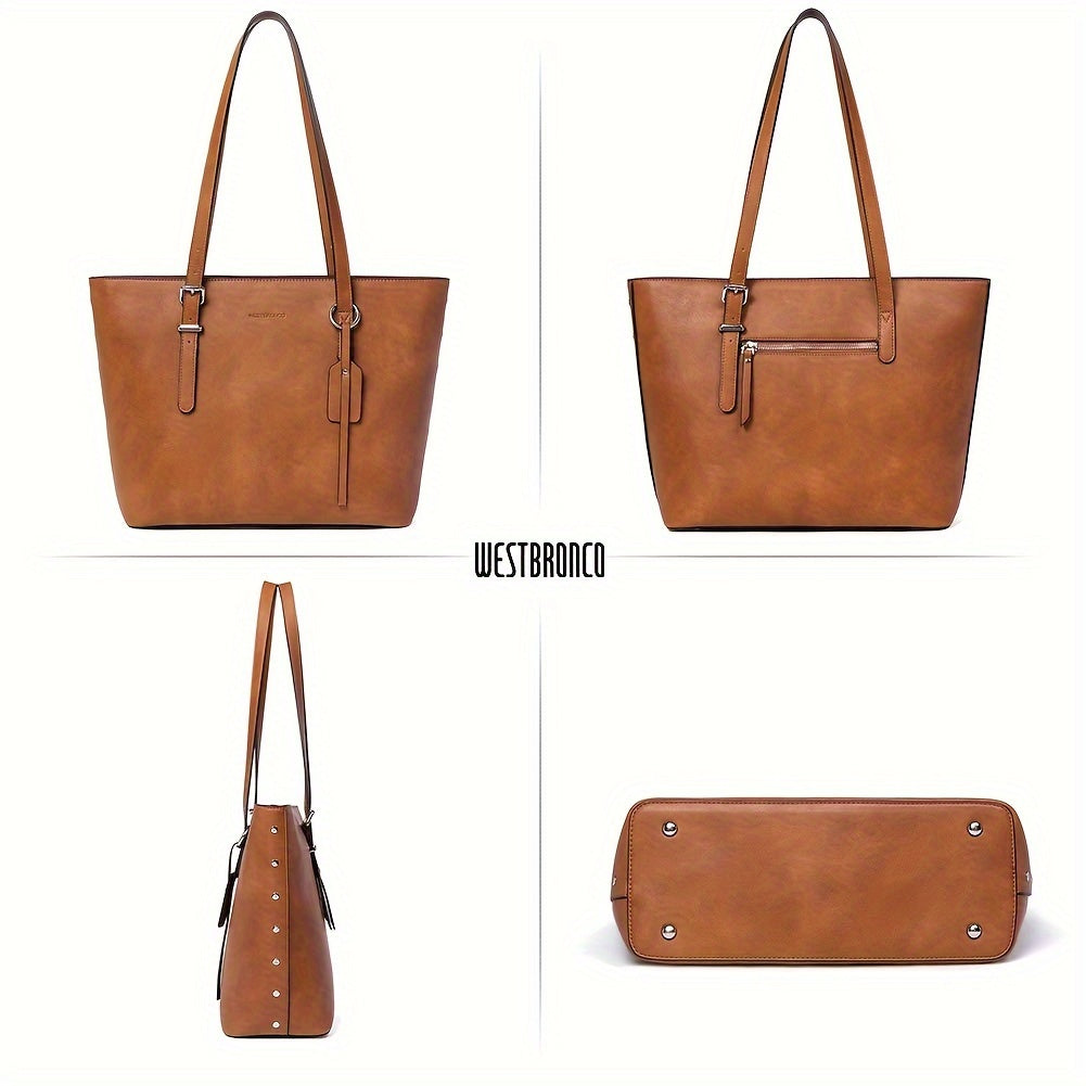 Large Vegan Leather Tote Shoulder Bag