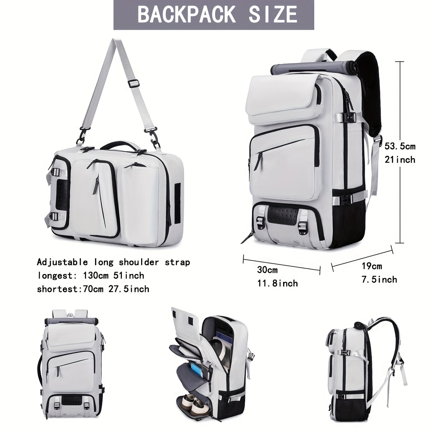 Travel Backpack, Large Capacity Carry On, Airline Approved Shoe Compartment,