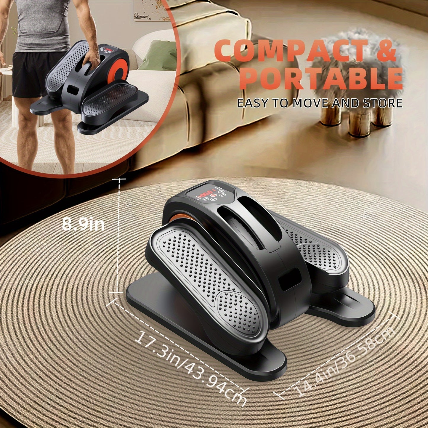 12-Speed Portable Elliptical Exerciser, Quiet, & Portable