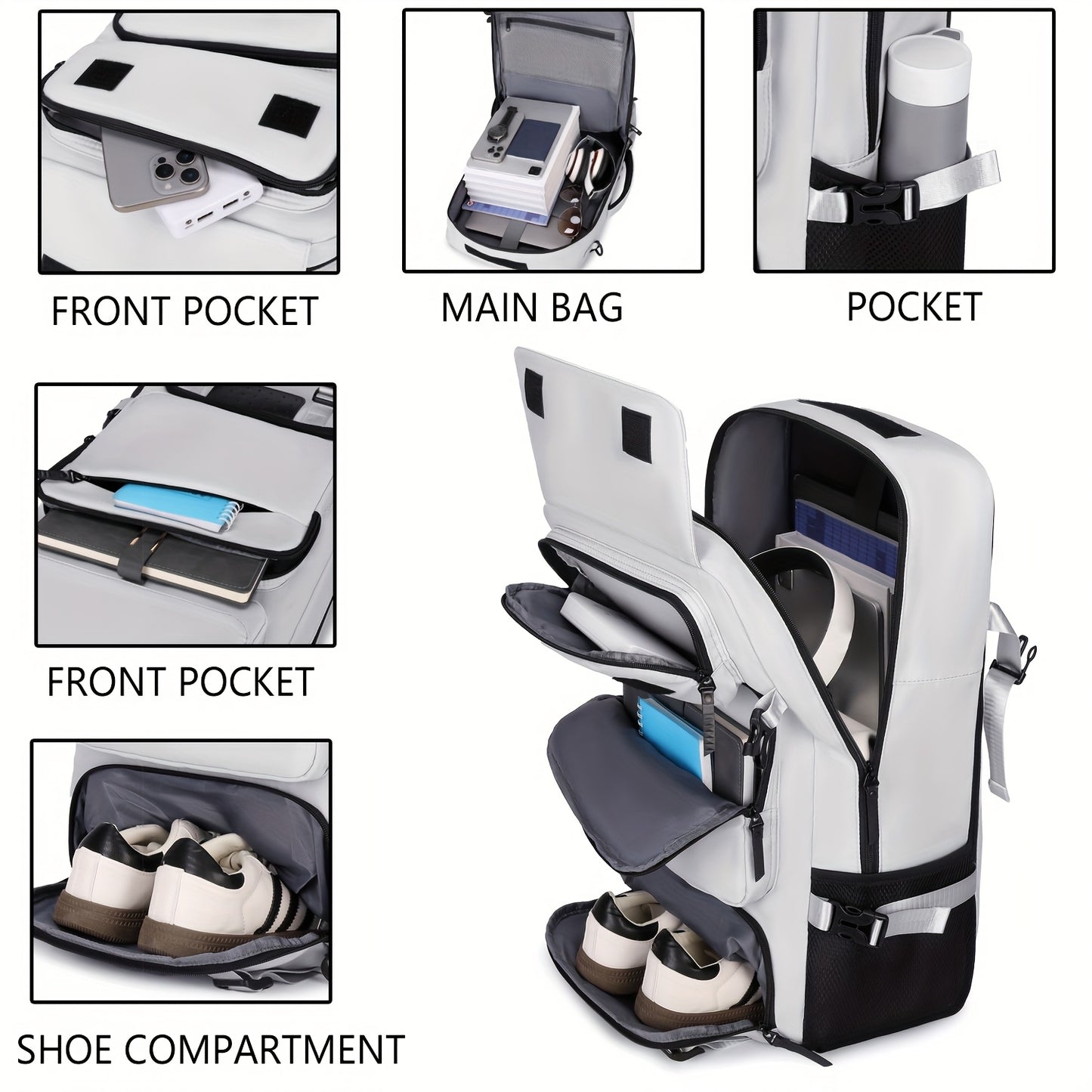 Travel Backpack, Large Capacity Carry On, Airline Approved Shoe Compartment,